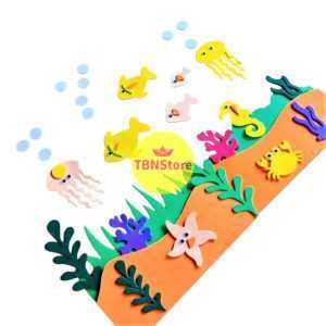 1 set (50 cm x 60 cm) hiasan dinding tema bawah laut jendela pojok baca kelas paud tk sd