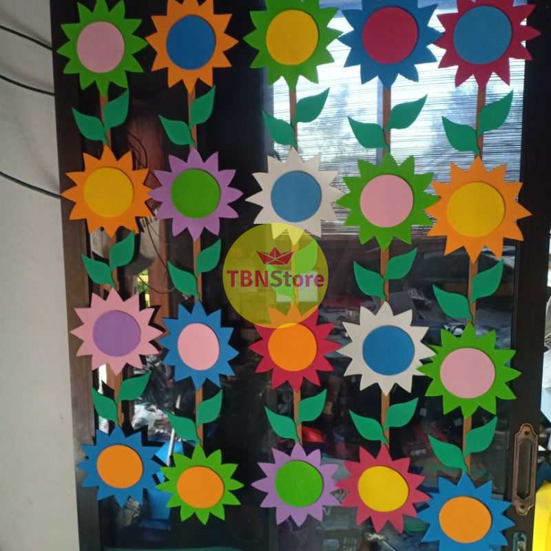 (1 helai) hiasan kelas, tirai gantung dinding dan jendela bunga matahari (1 helai) hiasan kelas, tirai gantung dinding dan jendela bunga matahari
