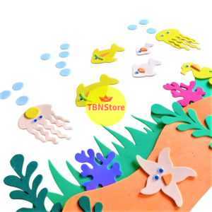 1 set (50 cm x 60 cm) hiasan dinding tema bawah laut jendela pojok baca kelas paud tk sd